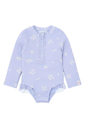 badpak met bloemen print lila