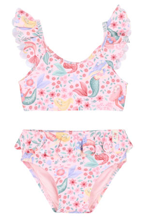 crop bikini all over print roze