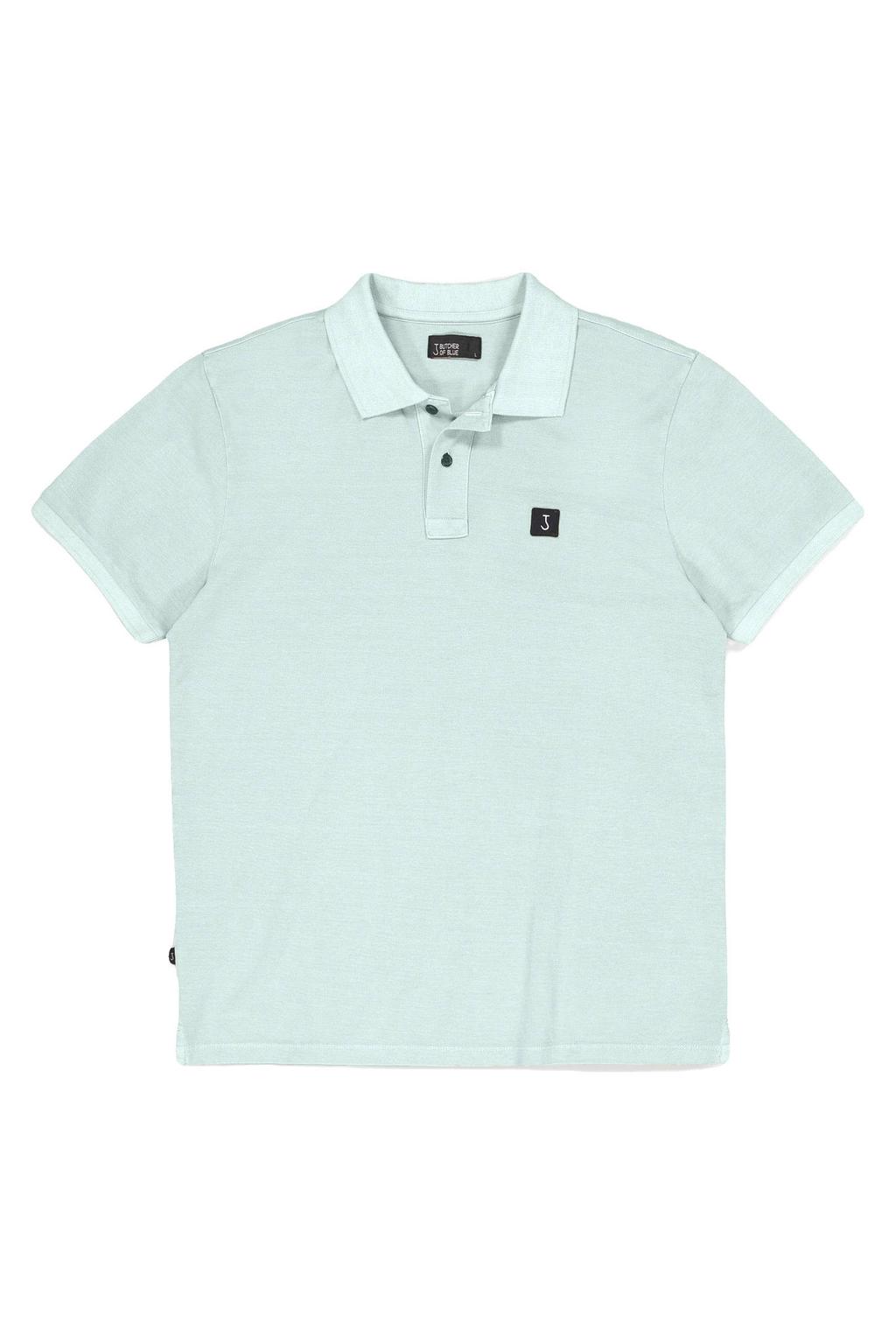 Mintgroene heren Butcher of Blue regular polo van katoen met effen, korte mouwen, knoopsluiting en pique