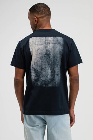 relaxed T-shirt met backprint donkerblauw
