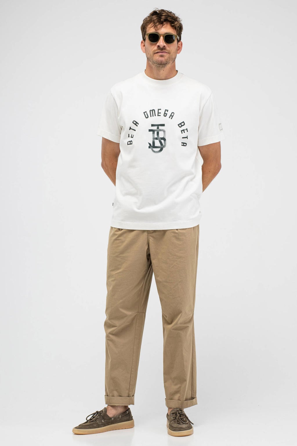 Witte heren Butcher of Blue relaxed T-shirt van katoen met korte mouwen en ronde hals