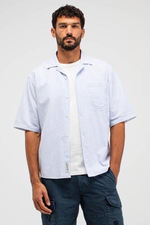 loose casual overhemd met linnen lichtblauw