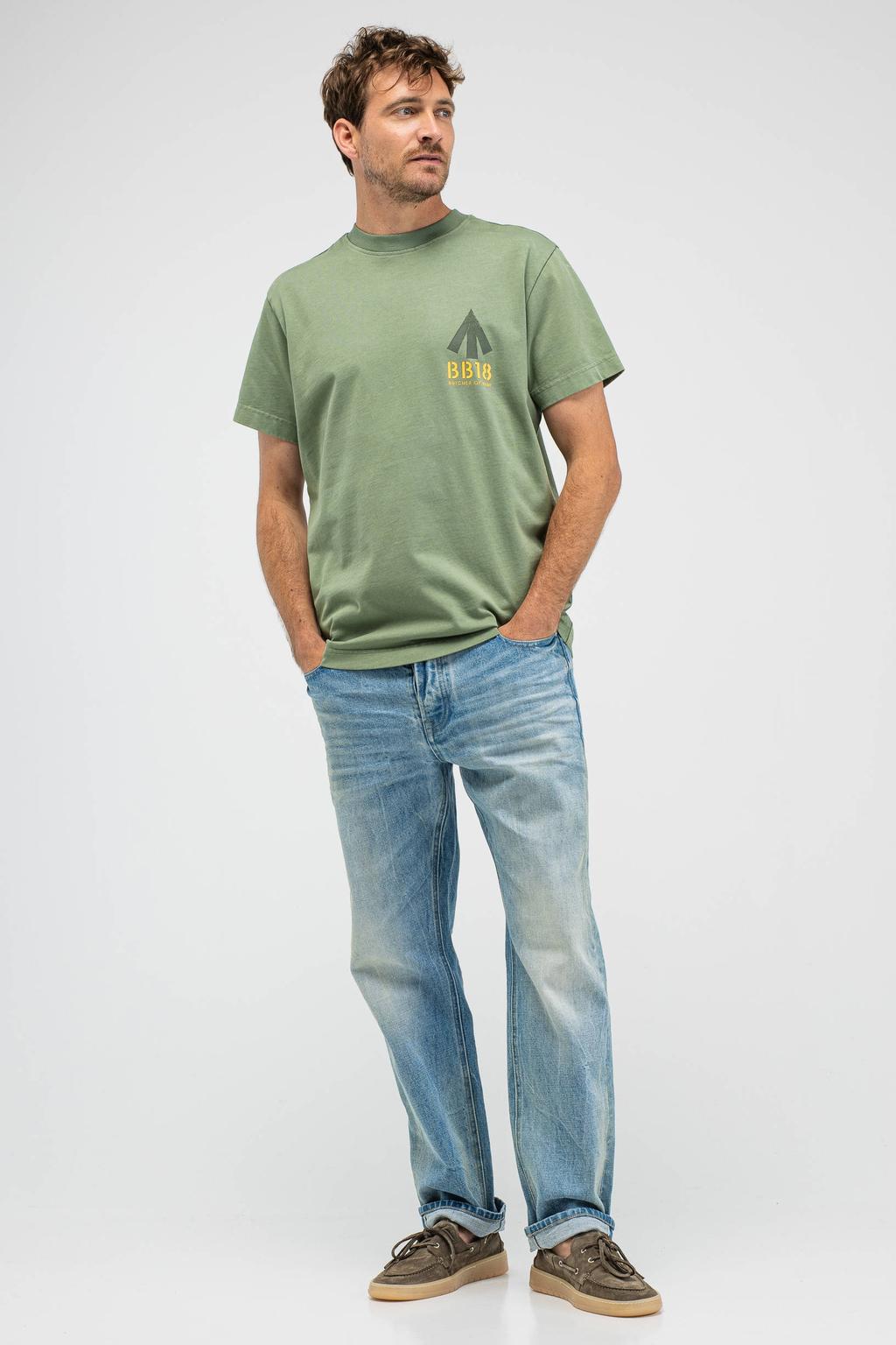 Groene heren Butcher of Blue relaxed T-shirt van katoen met backprint, korte mouwen en ronde hals