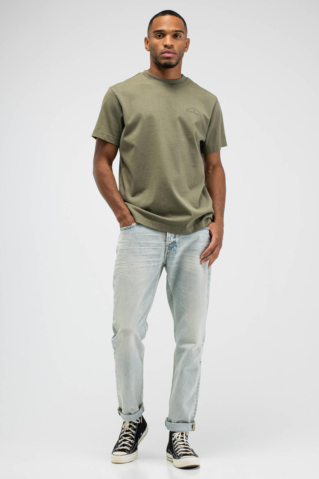 Donkergroene heren Butcher of Blue oversized T-shirt van katoen met backprint, korte mouwen en ronde hals