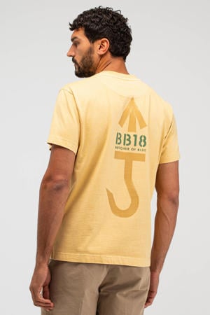 relaxed T-shirt met backprint geel