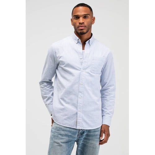 Butcher of Blue regular gestreepte casual overhemd blauw afbeelding