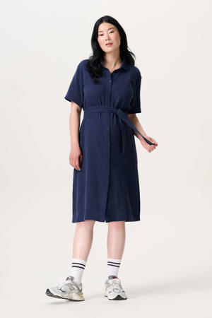 zwangerschaps- en voedings blousejurk donkerblauw