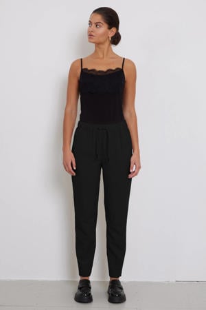 slim regular waist broek zwart