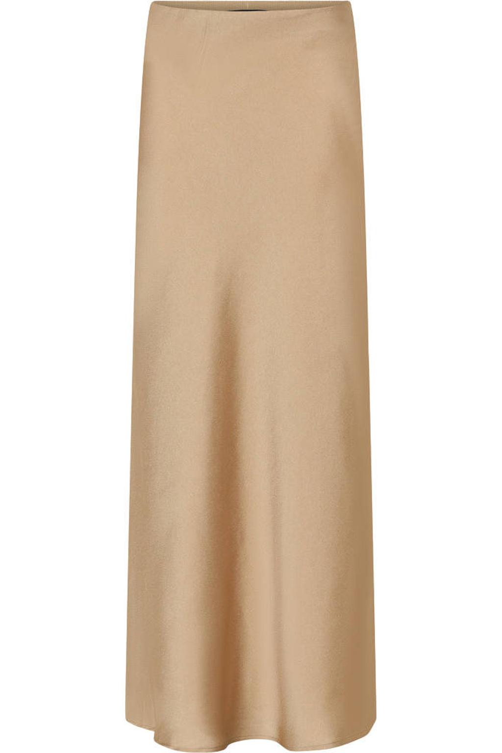 Camelkleurige dames Bruuns Bazaar midi rok gemaakt van viscose