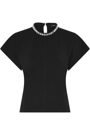 blouse zwart met parels