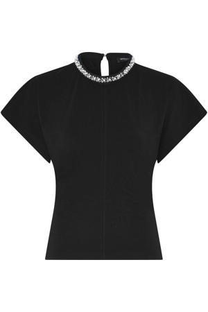 blouse zwart met parels
