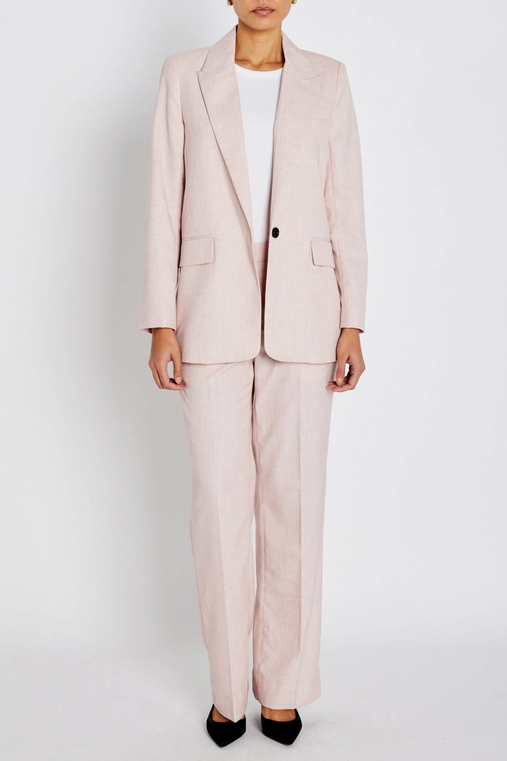 Lichtroze dames Bruuns Bazaar regular blazer van polyester met effen, lange mouwen, reverskraag en knoopsluiting