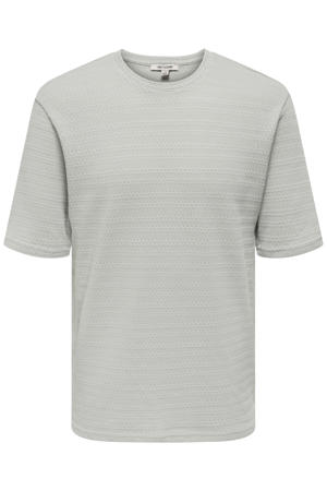 regular T-shirt met ingebreid patroon grijs