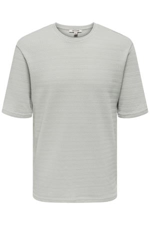 regular T-shirt met ingebreid patroon grijs