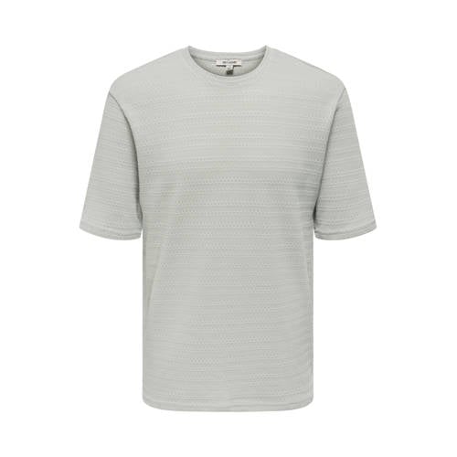 ONLY & SONS regular T-shirt met ingebreid patroon grijs afbeelding