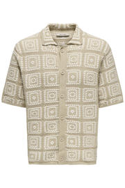 thumbnail: ONLY & SONS loose casual overhemd met ingebreid patroon  beige