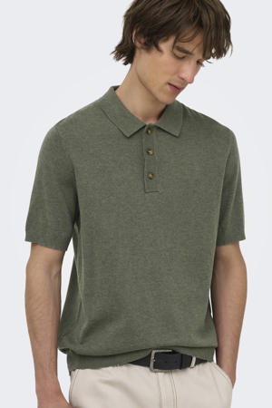 regular polo fijn gebreid groen