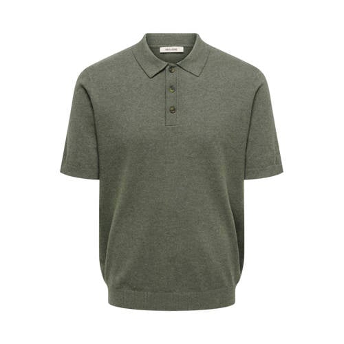 ONLY & SONS regular polo fijn gebreid groen afbeelding