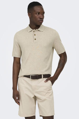 regular polo fijn gebreid beige