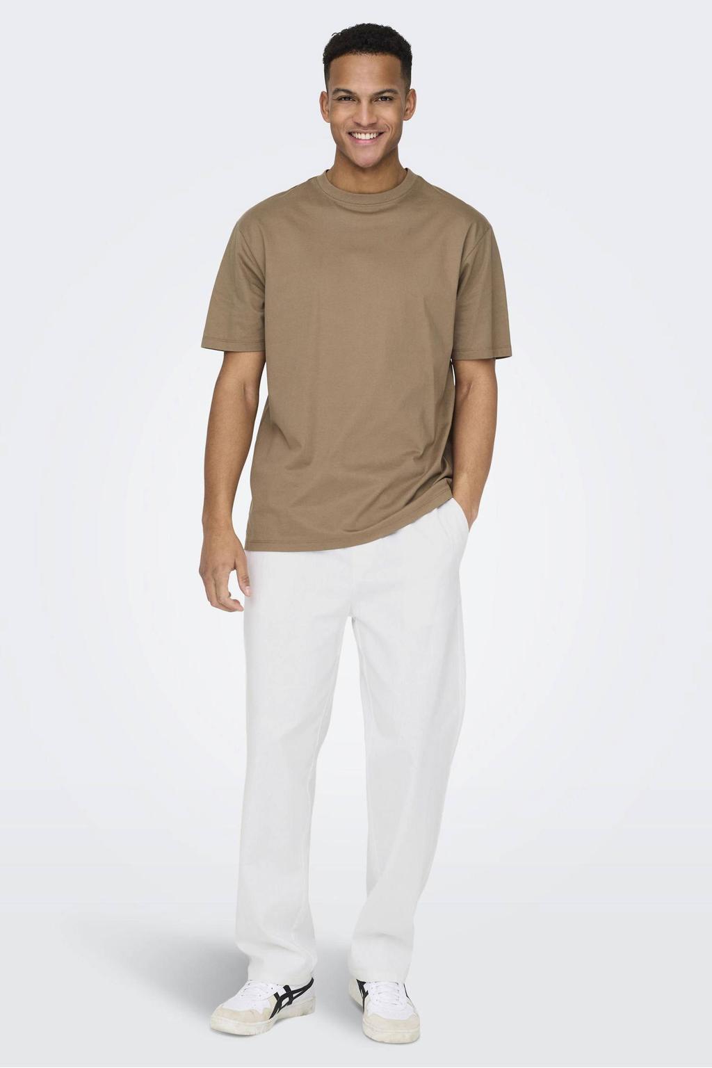 ONLY & SONS ONSSINUS loose casual broek met linnen wit