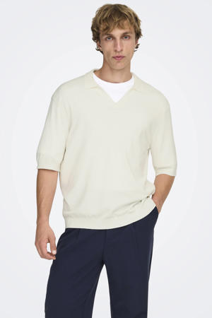 relaxed polo gebreid ecru