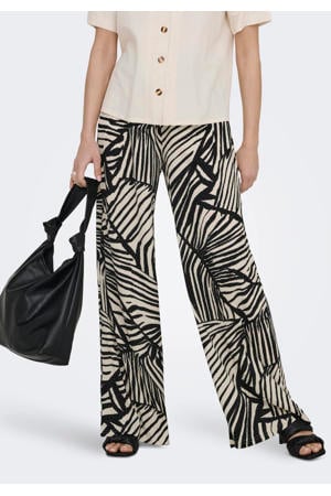 wide leg regular waist casual broek zwart