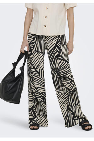 wide leg regular waist casual broek zwart