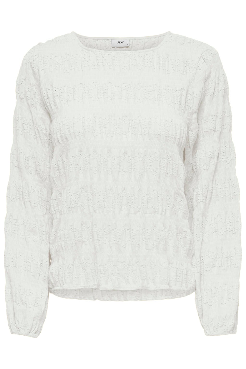 Ecru dames JDY top van nylon met effen, lange mouwen en ronde hals