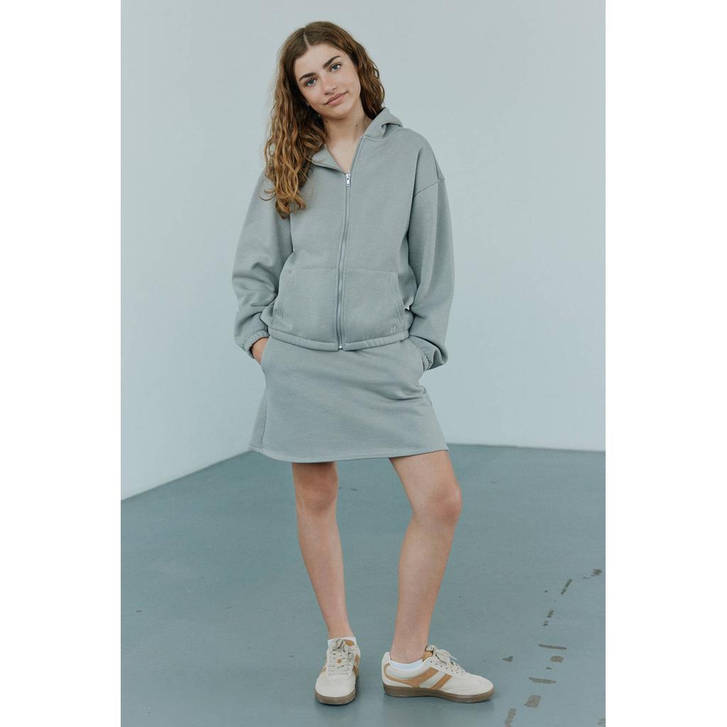 Grijze meisjes Sofie Schnoor girls sweatvest met effen, lange mouwen en capuchon