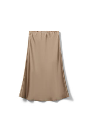 satijnen A-lijn rok beige