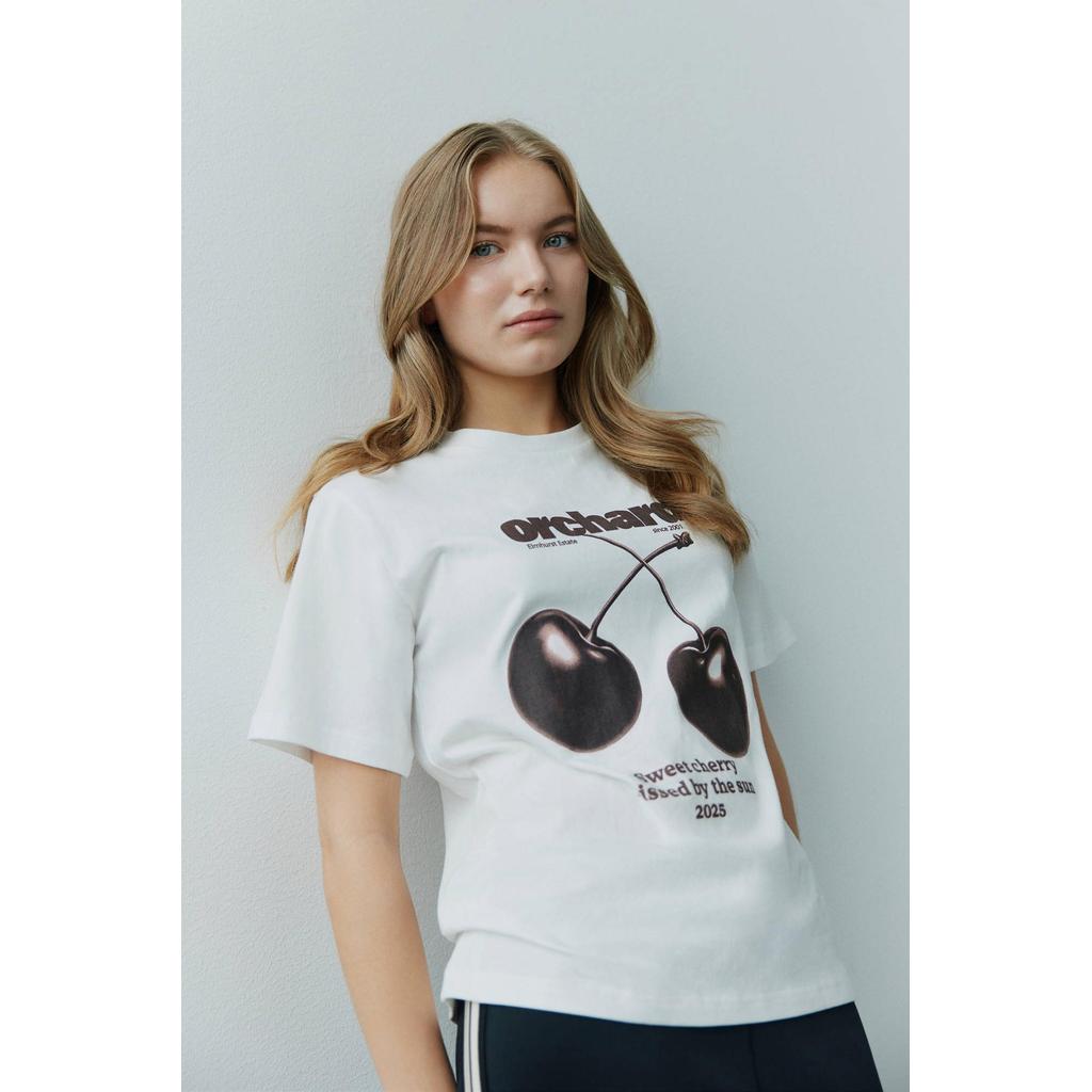 Witte meisjes Sofie Schnoor girls T-shirt van katoen met printopdruk, korte mouwen en ronde hals
