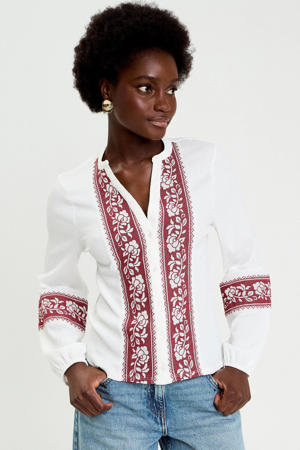 gebloemde blouse ecru