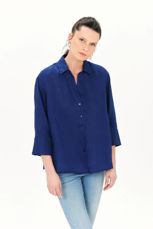 blouse met linnen blauw