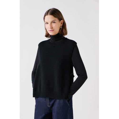 Caroll top met wol zwart afbeelding