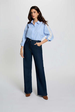 gestreepte blouse blauw broderie