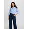 Morgan gestreepte blouse blauw broderie