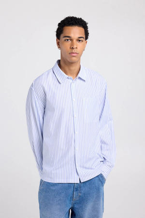 loose gestreepte casual overhemd blauw