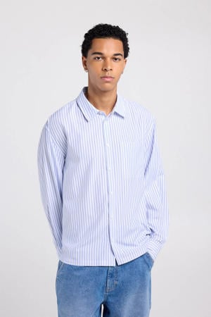 loose gestreepte casual overhemd blauw