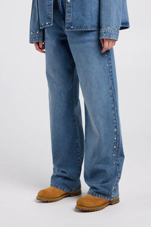 straight leg jeans medium blue denim