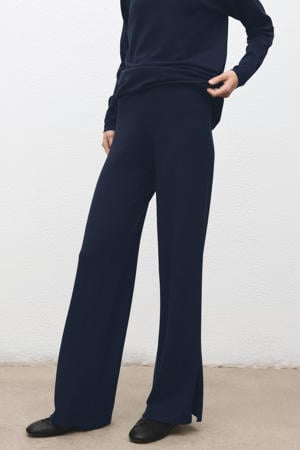 high waist flared broek marineblauw