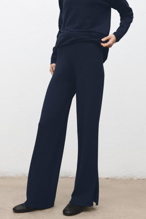 high waist flared broek marineblauw
