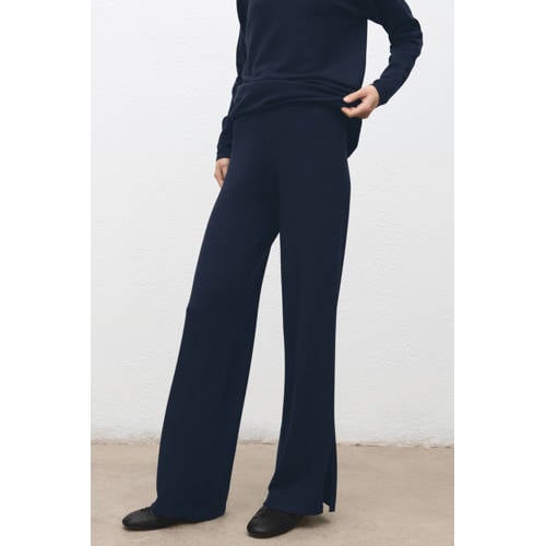 Mango high waist flared broek marineblauw afbeelding