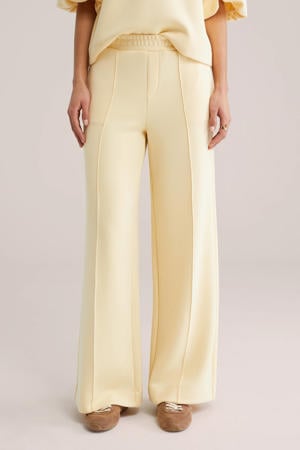 wide leg regular waist broek lichtgeel
