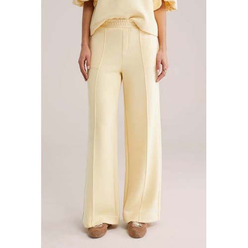 WE Fashion wide leg regular waist broek lichtgeel afbeelding