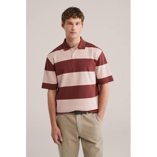 WE Fashion boxy gestreepte polo rood afbeelding