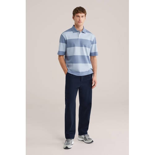 WE Fashion boxy gestreepte polo blauw afbeelding