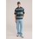 WE Fashion boxy gestreepte polo groen