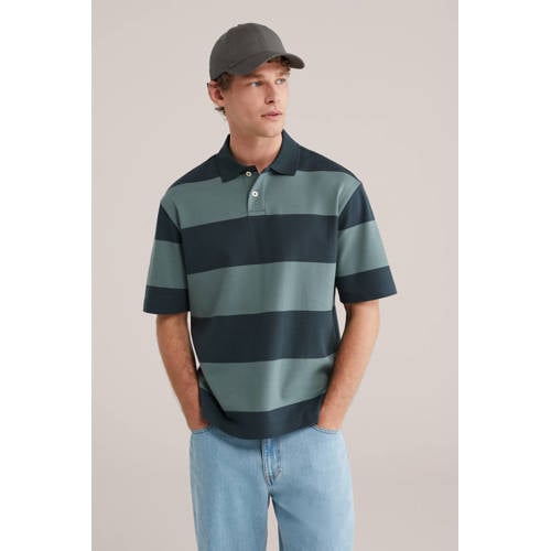 WE Fashion boxy gestreepte polo groen afbeelding