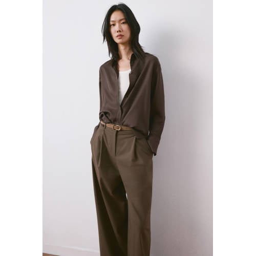 Mango blouse donkerbruin afbeelding