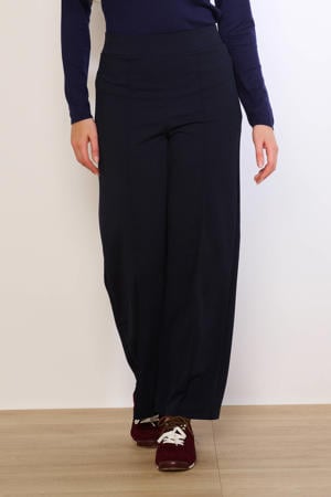 wide leg regular waist broek donkerblauw